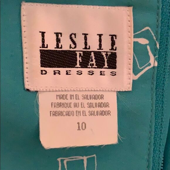 Vtg 80s/90s Leslie Fay turquoise dress - Picture 7 of 8